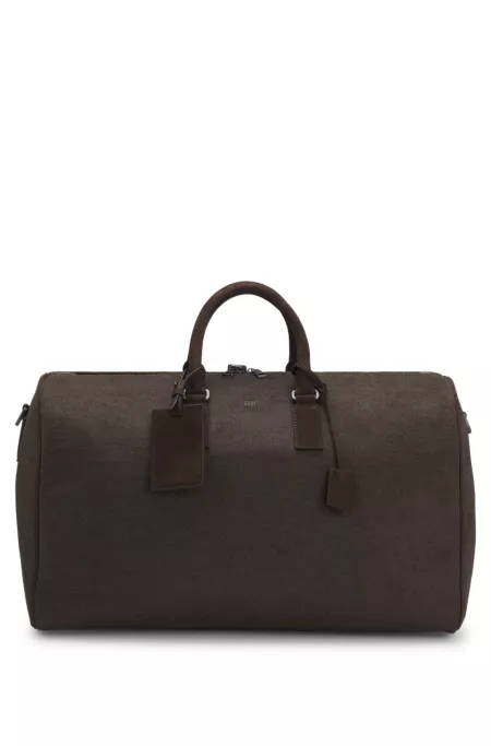 Fabric holdall with leather trims