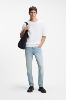 Jeans extra slim fit de denim el&aacute;stico azul intenso, Celeste