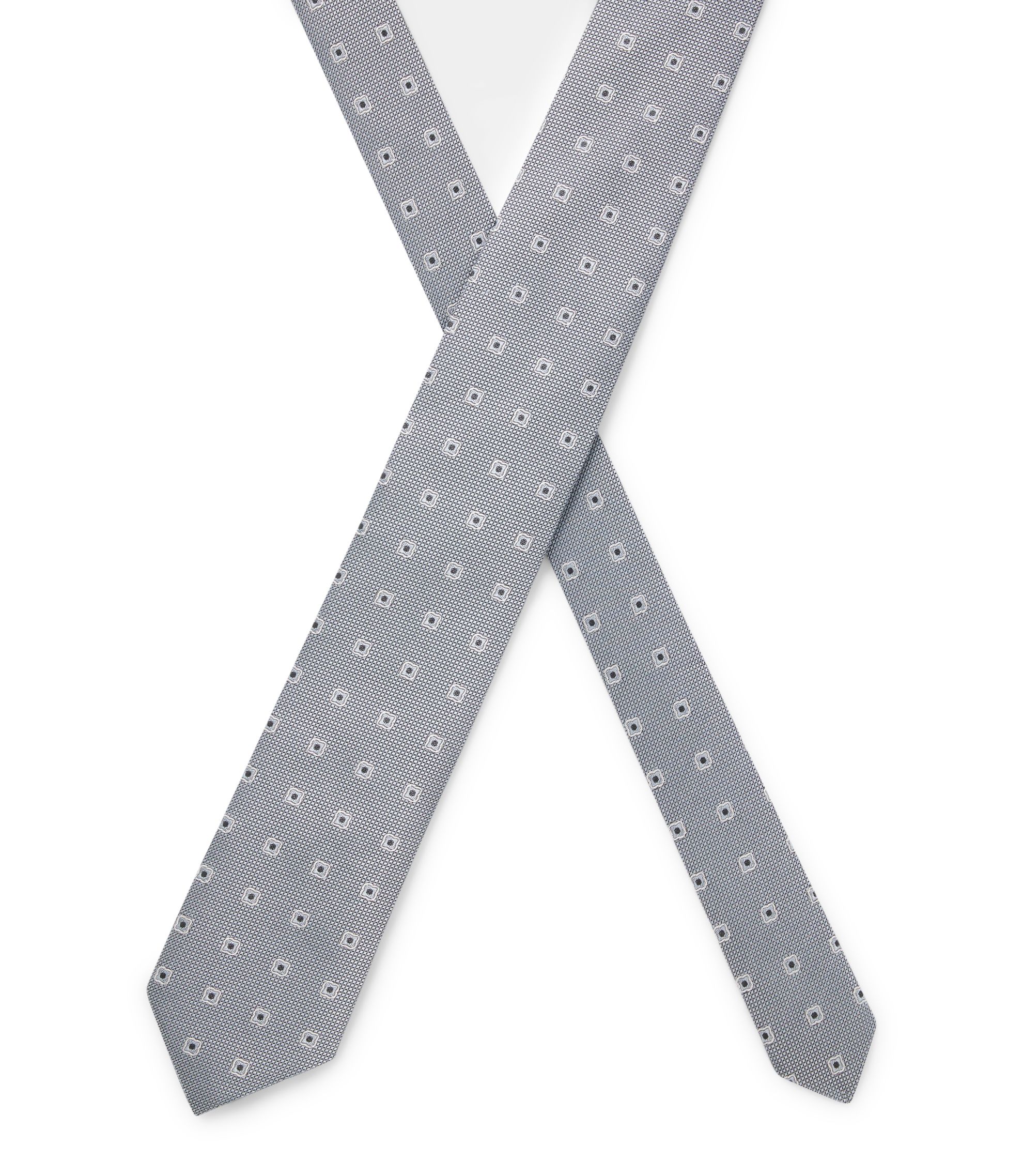 BOSS - Jacquard-pattern tie in silk - Dark Grey