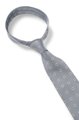 Jacquard-pattern tie in silk, Dark Grey