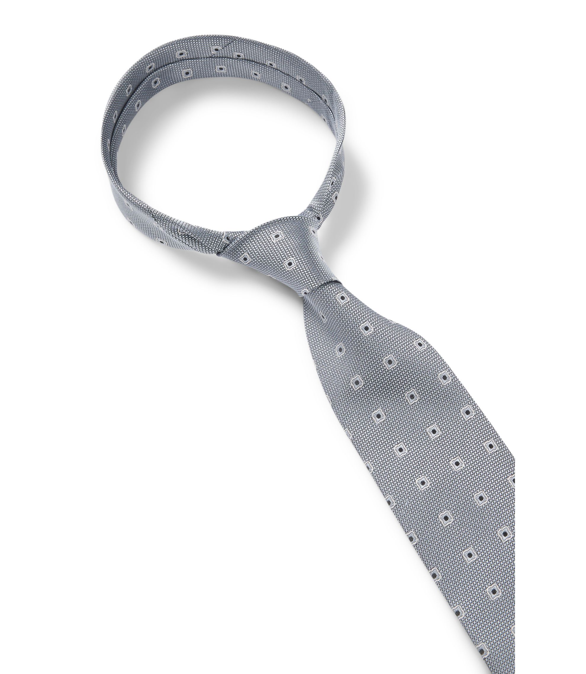 BOSS - Jacquard-pattern tie in silk - Dark Grey
