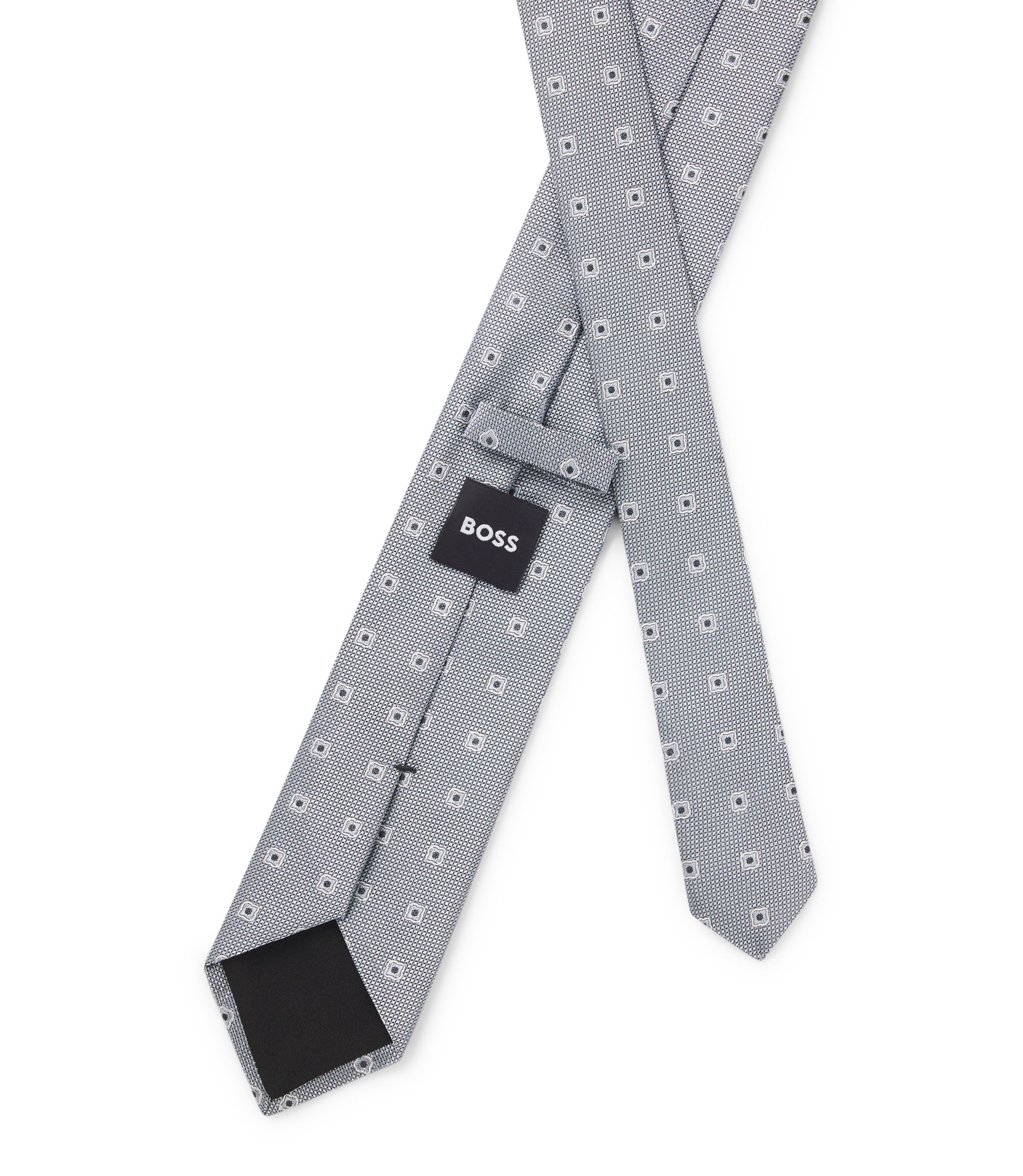 BOSS - Jacquard-pattern tie in silk - Dark Grey