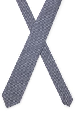 Cravate en jacquard de soie &agrave; micro motif, Bleu fonc&eacute;
