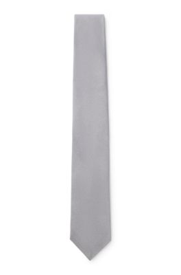 Corbata de seda con tejido jacquard, Gris claro