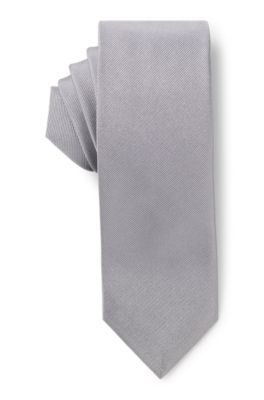 Corbata de seda con tejido jacquard, Gris claro
