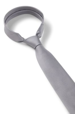 Corbata de seda con tejido jacquard, Gris claro
