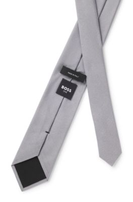 Corbata de seda con tejido jacquard, Gris claro