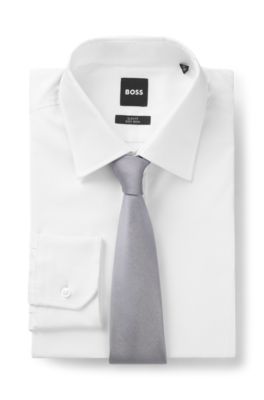 Corbata de seda con tejido jacquard, Gris claro