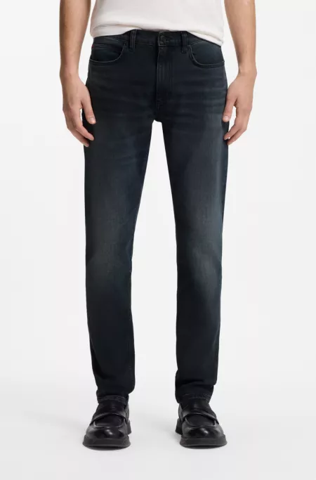Ash-blue extra-slim-fit jeans in comfort-stretch denim
