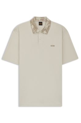 Polo Relaxed en piqu&eacute; de coton Oxford &agrave; logo, Beige clair