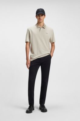 Polo Relaxed en piqu&eacute; de coton Oxford &agrave; logo, Beige clair