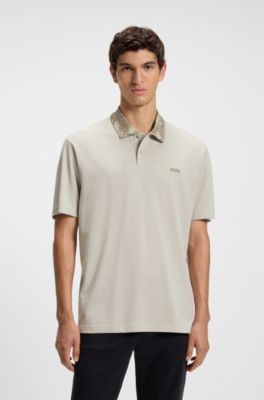 Polo Relaxed en piqu&eacute; de coton Oxford &agrave; logo, Beige clair