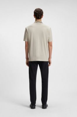 Logo-detail polo shirt in cotton piqu&eacute;, Light Beige