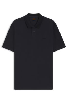 Polo relaxed fit de piqu&eacute; de algod&oacute;n con logotipo, Azul oscuro