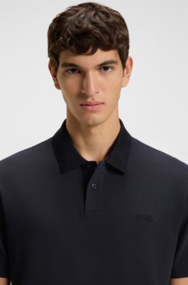 Logo-detail polo shirt in cotton piqu&eacute;, Dark Blue