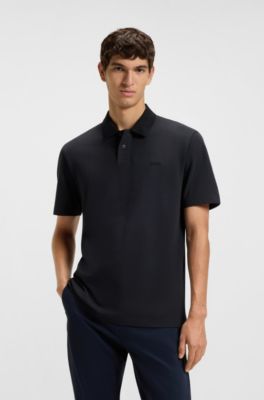Logo-detail polo shirt in cotton piqu&eacute;, Dark Blue