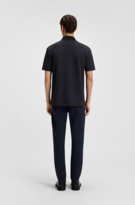 Logo-detail polo shirt in cotton piqu&eacute;, Dark Blue