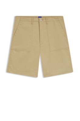 Shorts en lona de algod&oacute;n mercerizado, Beige