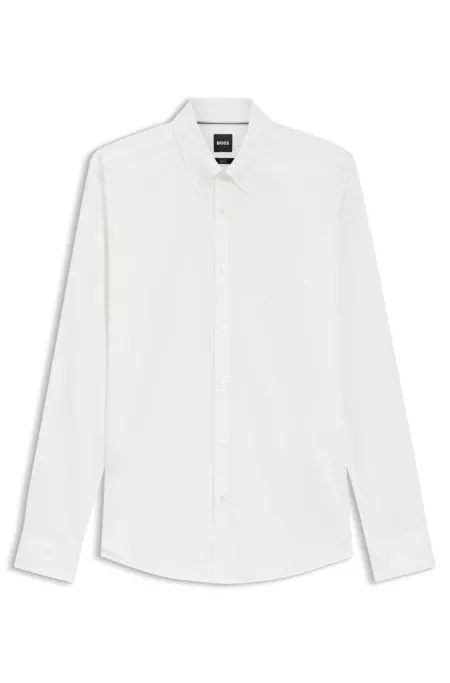 Slim-fit shirt in cotton-blend poplin
