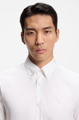 Camisa slim fit en popel&iacute;n de algod&oacute;n, Blanco