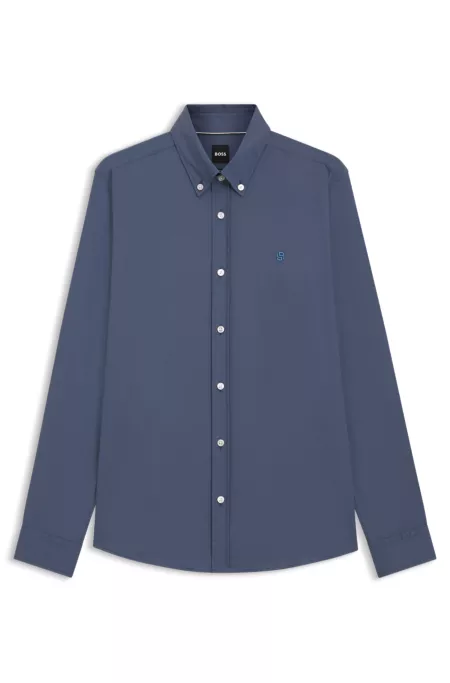 Slim-fit shirt in cotton-blend poplin