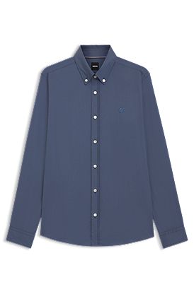 Slim-fit shirt in cotton-blend poplin