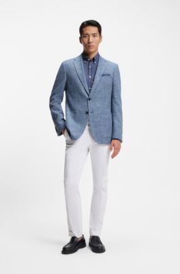 Slim-fit shirt in cotton-blend poplin, Light Blue