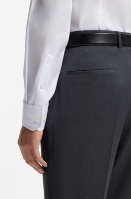 Chemise Slim en coton m&eacute;lang&eacute; infroissable, Blanc