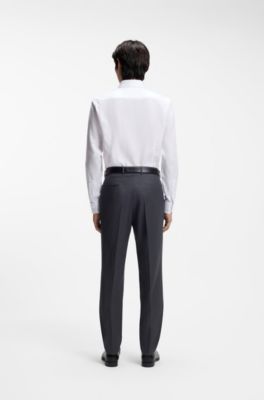 Chemise Slim en coton m&eacute;lang&eacute; infroissable, Blanc