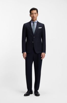 Chemise Slim en coton m&eacute;lang&eacute; infroissable, Bleu