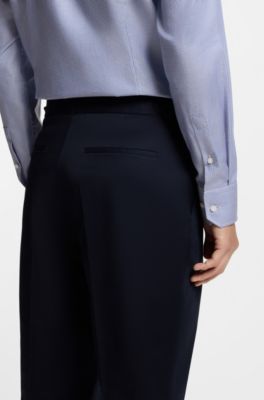 Chemise Slim en coton m&eacute;lang&eacute; infroissable, Bleu