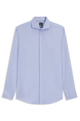 Chemise Slim en coton m&eacute;lang&eacute; infroissable, bleu clair