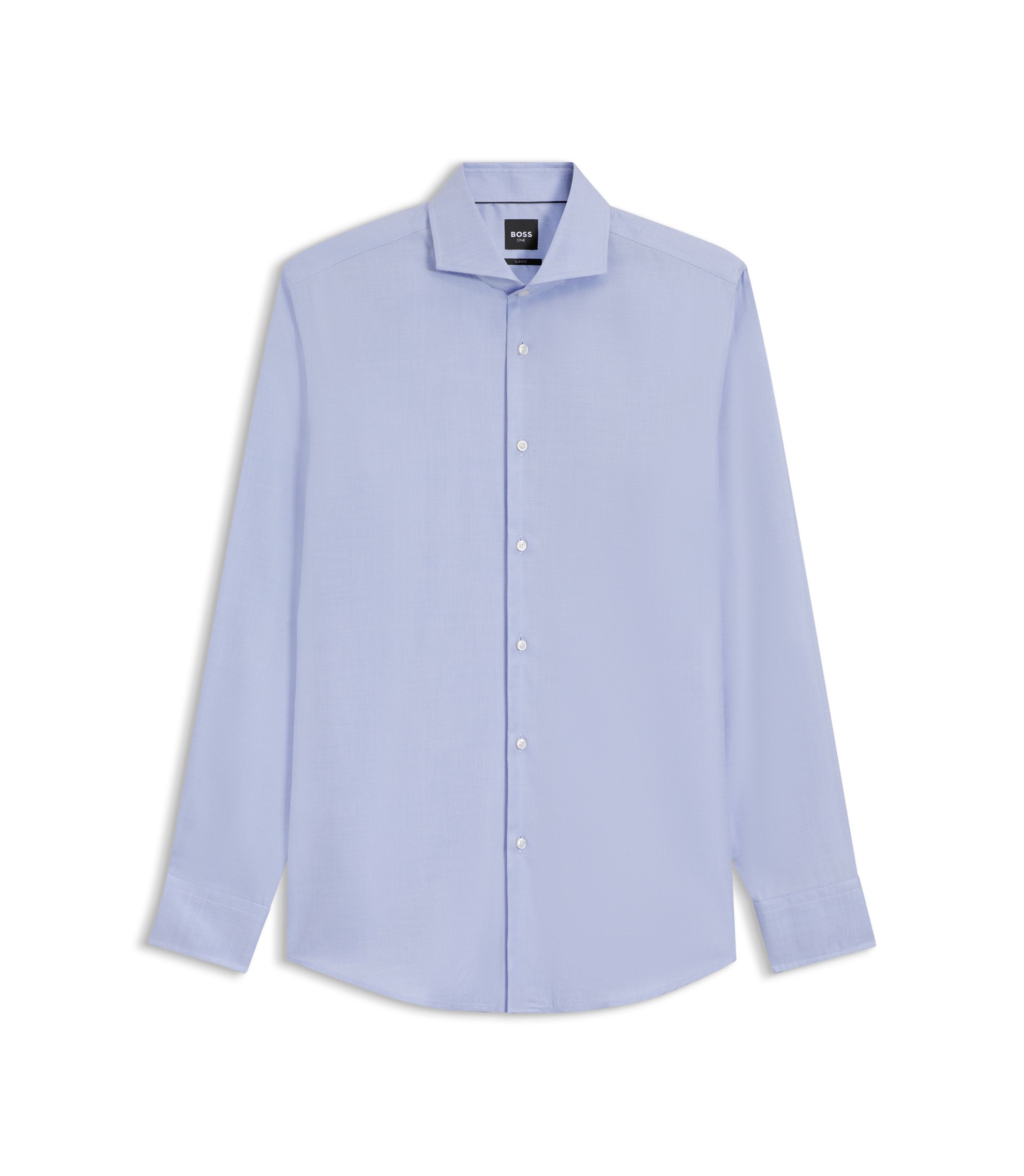 BOSS - Wrinkle-resistant slim-fit shirt in a cotton blend - Light Blue