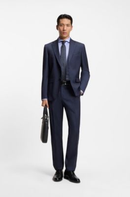 Chemise Slim en coton m&eacute;lang&eacute; infroissable, bleu clair