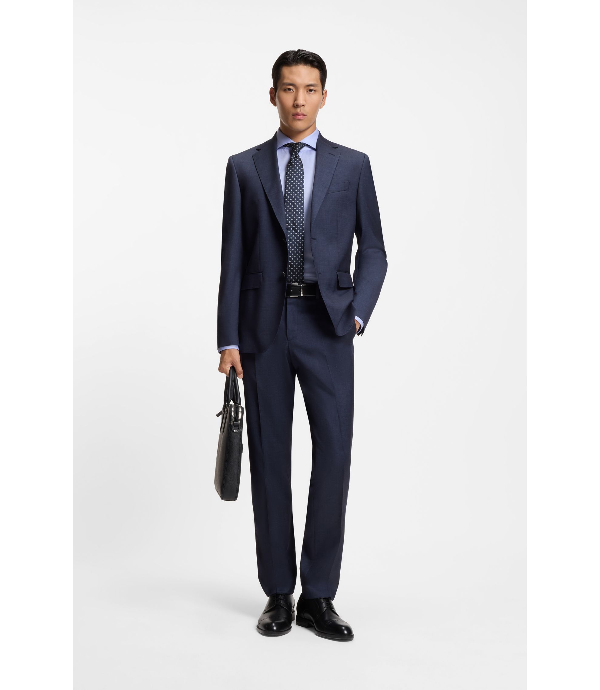 BOSS - Wrinkle-resistant slim-fit shirt in a cotton blend - Light Blue