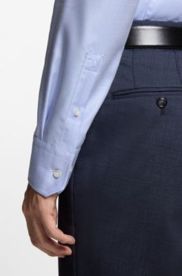 Camisa slim fit de algod&oacute;n resistente a las arrugas, Celeste