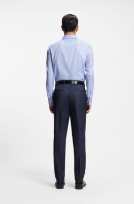 Chemise Slim en coton m&eacute;lang&eacute; infroissable, bleu clair