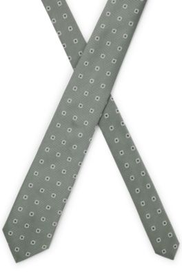 Jacquard-pattern tie in a silk blend, Light Green