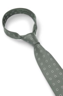 Jacquard-pattern tie in a silk blend, Light Green