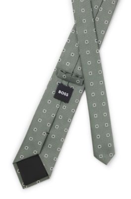Jacquard-pattern tie in a silk blend, Light Green