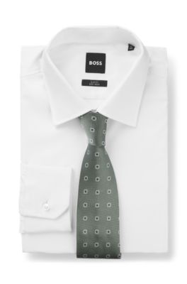 Jacquard-pattern tie in a silk blend, Light Green