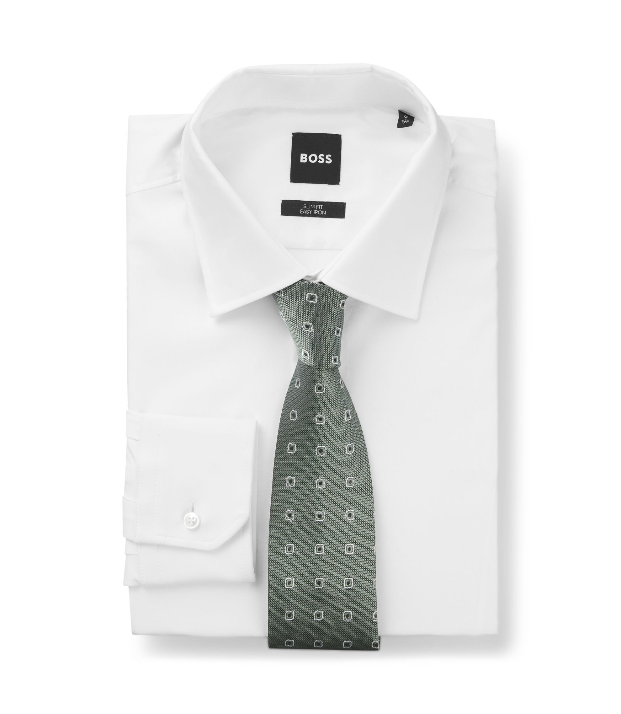 BOSS - Jacquard-pattern tie in a silk blend - Light Green