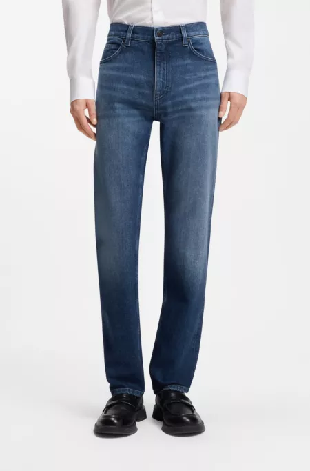 Blue slim-fit jeans in comfort-stretch denim