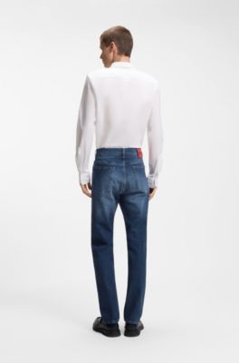 Jean Slim Fit en denim stretch confortable bleu fonc&eacute;, Bleu