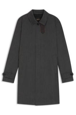 Virgin-wool coat with water-repellent finish, Black