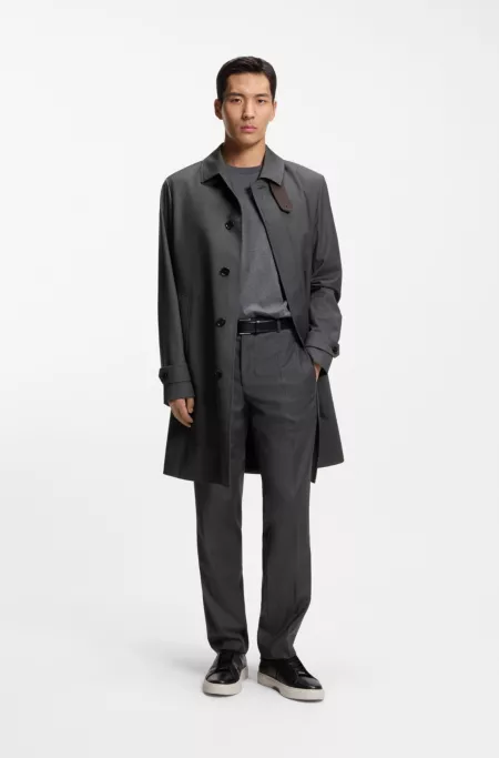 Virgin-wool coat with water-repellent finish