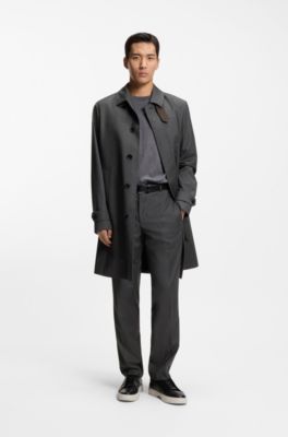 Virgin-wool coat with water-repellent finish, Black