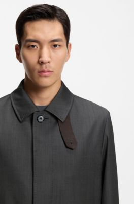 Virgin-wool coat with water-repellent finish, Black