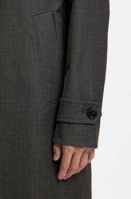 Virgin-wool coat with water-repellent finish, Black