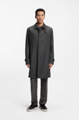 Virgin-wool coat with water-repellent finish, Black